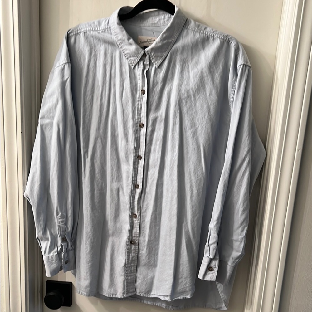 Women’s Boyfriend Style Light Blue Button-Up Shirt